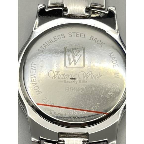 Victoria Wieck Crystal Watch Womens 39mm Silver Tone Bling New Battery 7.75" - Picture 7 of 10